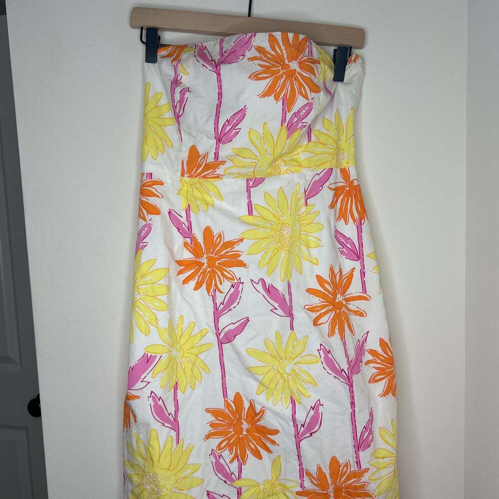 Lilly Pulitzer Strapless Shift Sheath Dress Women's Size 8 Fitted Lined Flowers
